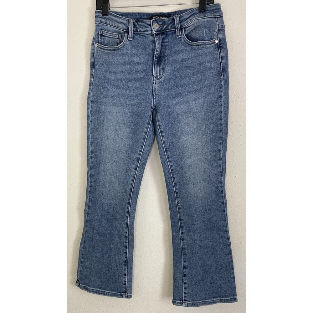 Judy Blue Women's Jeans Mid Rise Demi Crop Bootcut Denim Size 9/29 Blue